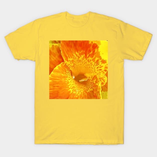 Huge Brilliant Colorful Canna Lily  Flower in Yellow and Orange T-Shirt by AJDesignsstuff